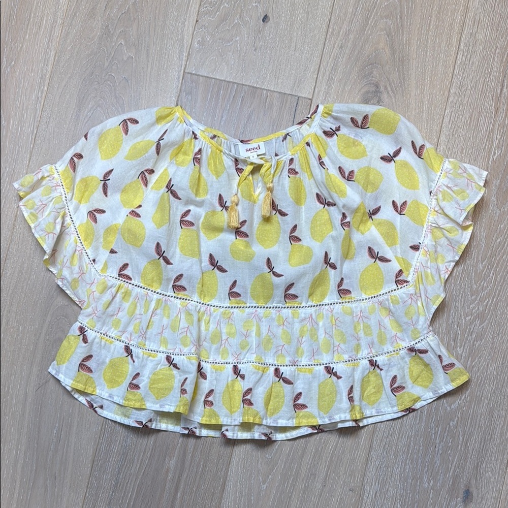 NWOT Seed Heritage Lemon Print Kids Blouse